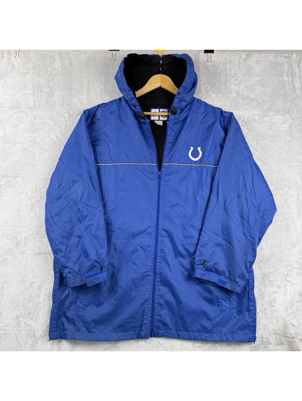 VTG Indianapolis Colts Logo Athletic Men’s M Blue Hooded Fleece Lined Jacket NFL